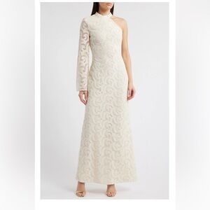 Elegant Asymmetrical Cream Lace Dress